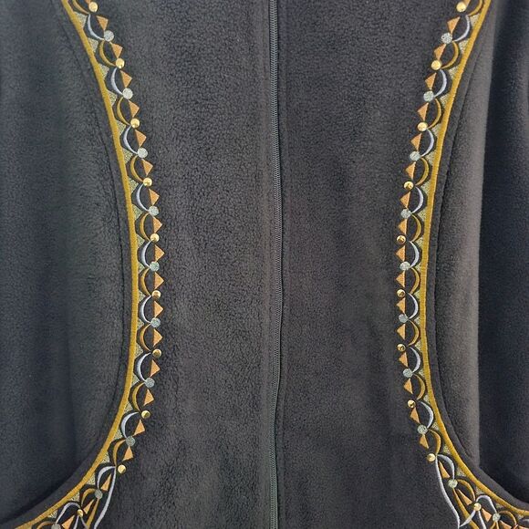 Bob Mackie Art to Wear Jacket 1X Black Gold Embroidered Metallic Boho Statement - Picture 4 of 16